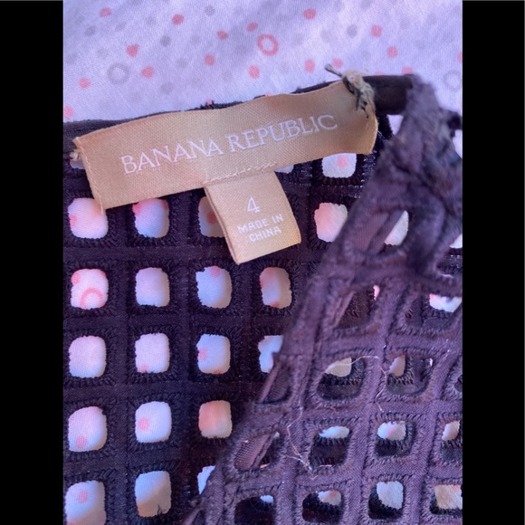 Banana Republic Navy Blue/Red Geo Eyelet Lace sleeveless Short Peplum Dress - Picture 10 of 13